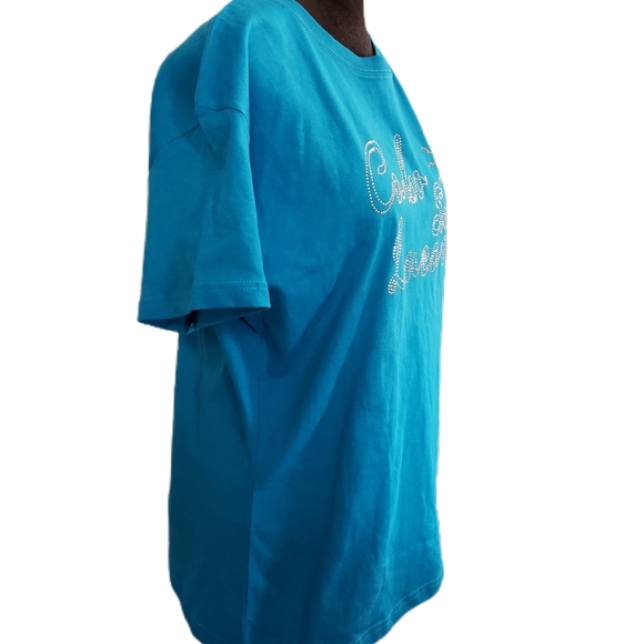 Ladies Cabo San Lucas XL turquoise embelished t-shirt. - Picture 4 of 7
